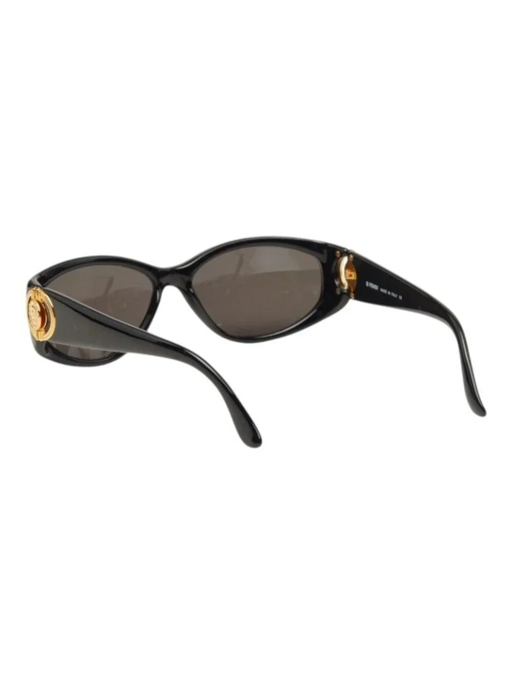 Fendi Oval Sunglasses Black Gold Acetate Plated Eyewear